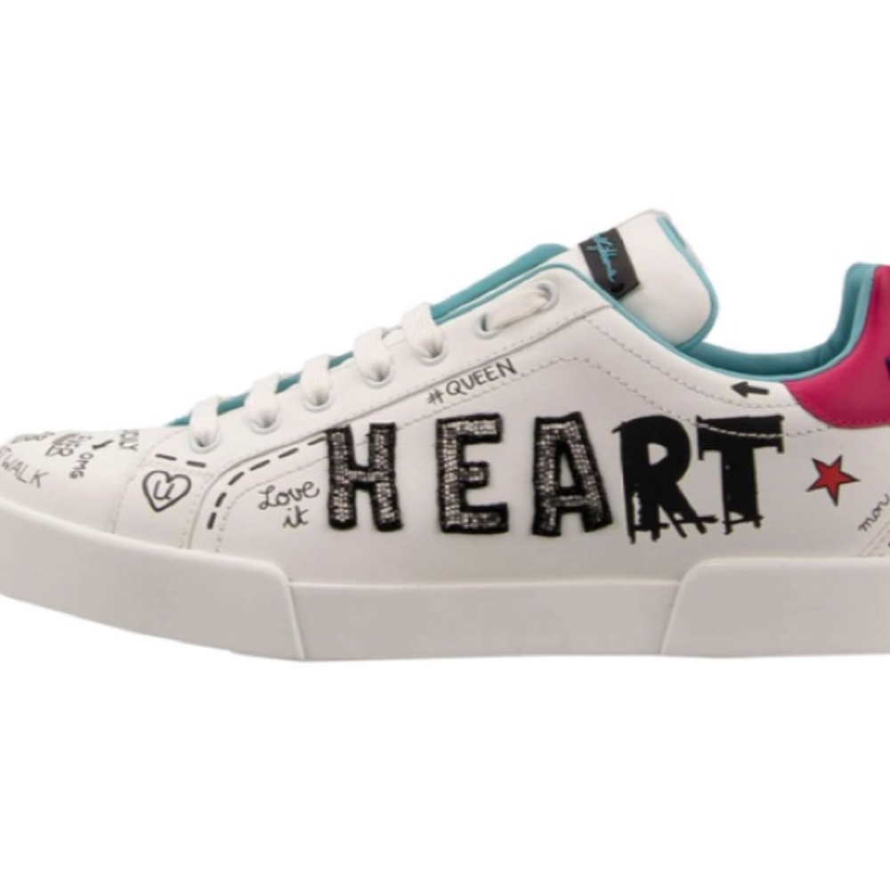 Dolce & Gabbana Love Graphic Sneakers - White and Red - Picture 3 of 12